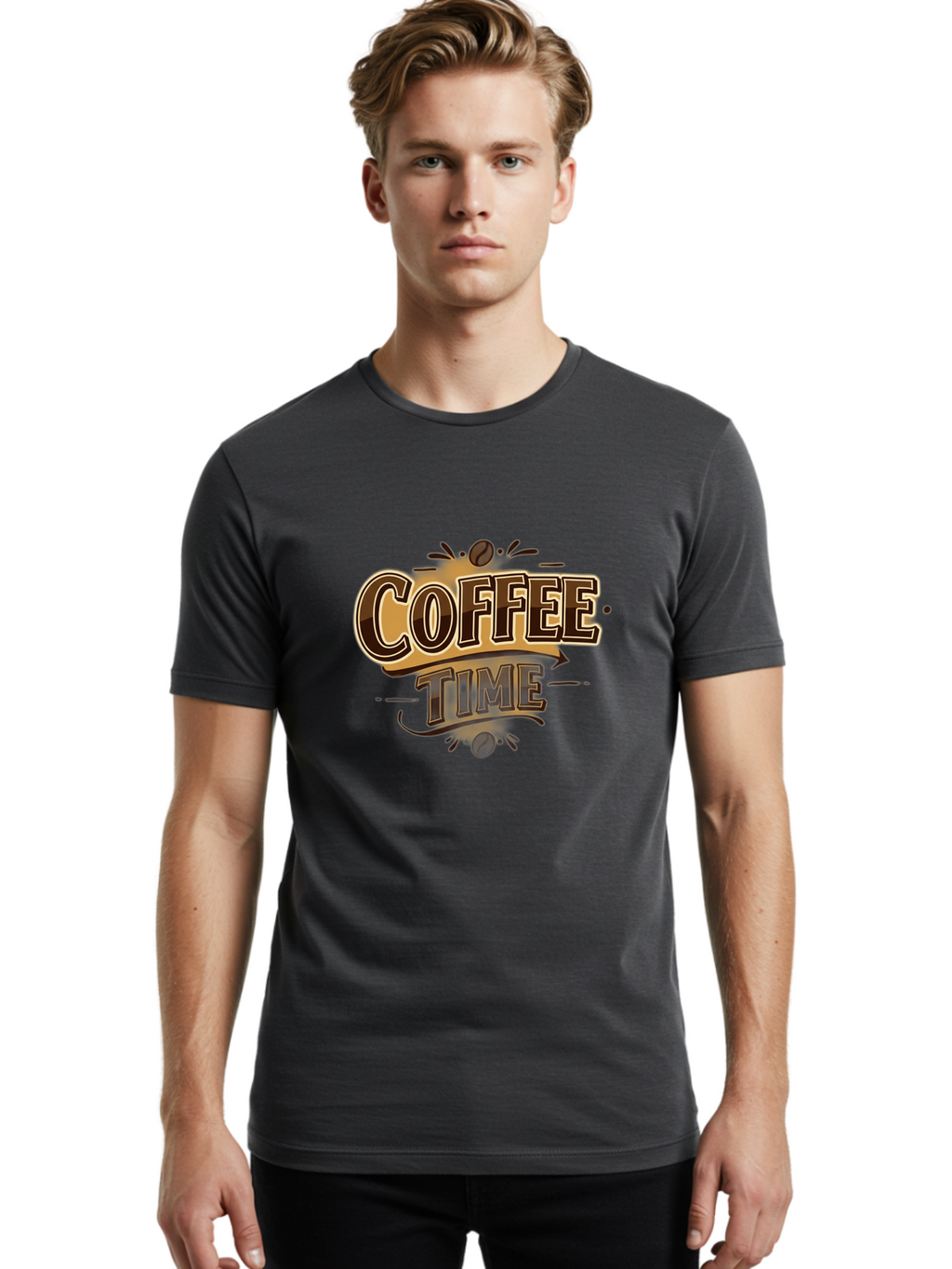 Coffee-Time Men'S Graphic Tee, 100% Cotton, Comfortable Casual Summer Wear, Machine Washable, Coffee Time, Coffee Beans, Coffee Break, Morning Coffee, Coffee Lover, Coffee Culture, Caffeine Boost, Daily Grind Baa380