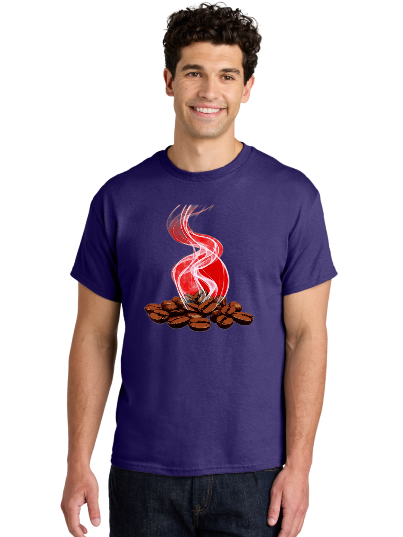 Coffee Men'S Graphic Tee, 100% Cotton, Comfortable Casual Summer Wear, Machine Washable, Coffee Beans, Roasted Coffee, Freshly Brewed Coffee, Steam Rising, Morning Coffee, Coffee Culture, Energy Boost, Morning Pick-Me-Up Baa381