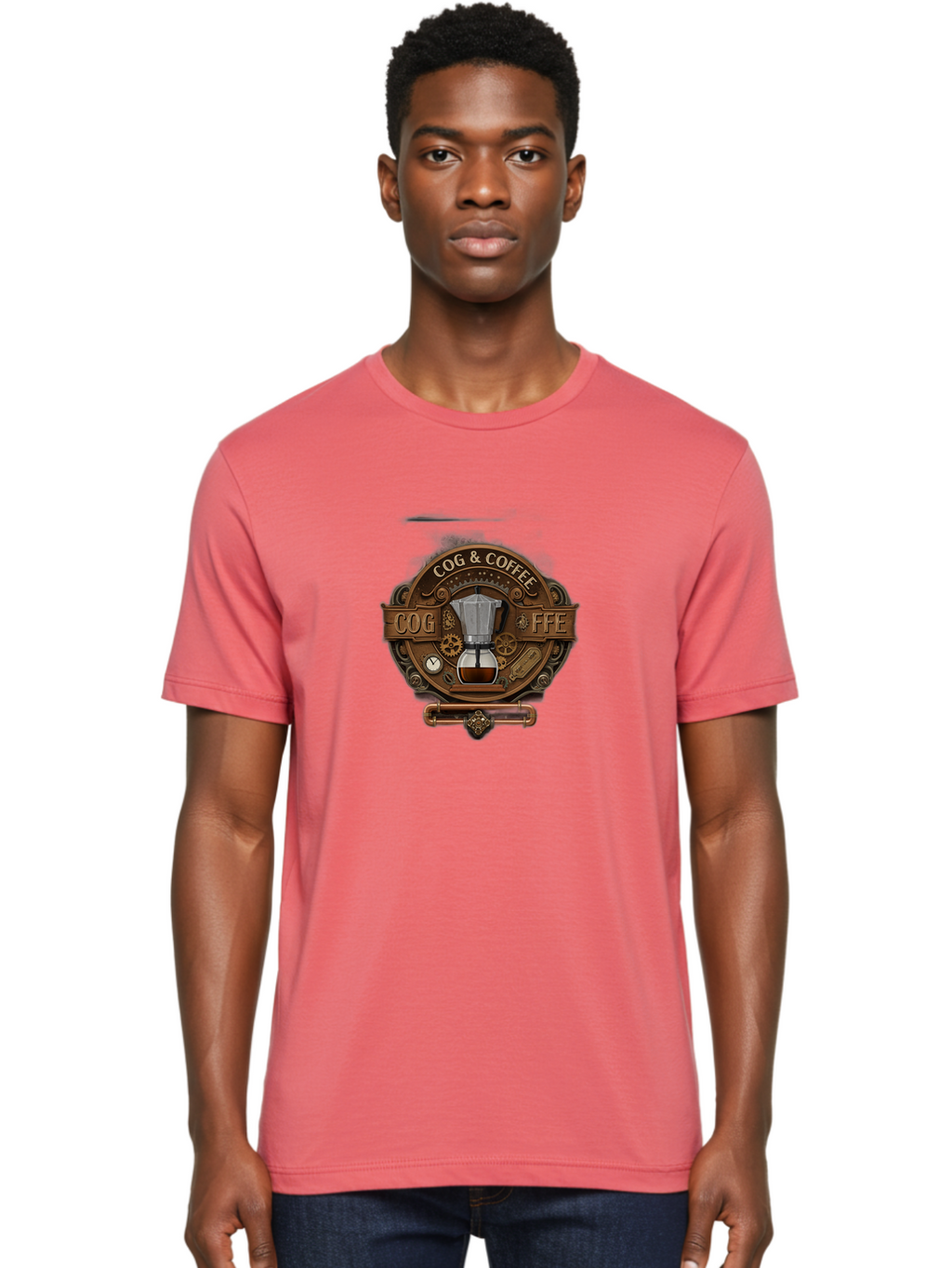 Cog-Coffee Men'S Graphic Tee, 100% Cotton, Comfortable Casual Summer Wear, Machine Washable, Steampunk Coffee Maker, Coffee Culture, Industrial Chic, Gears And Cogs, Vintage Coffee, Coffee Art, Metalwork, Steampunk Design, Cog & Coffee Logo Baa383