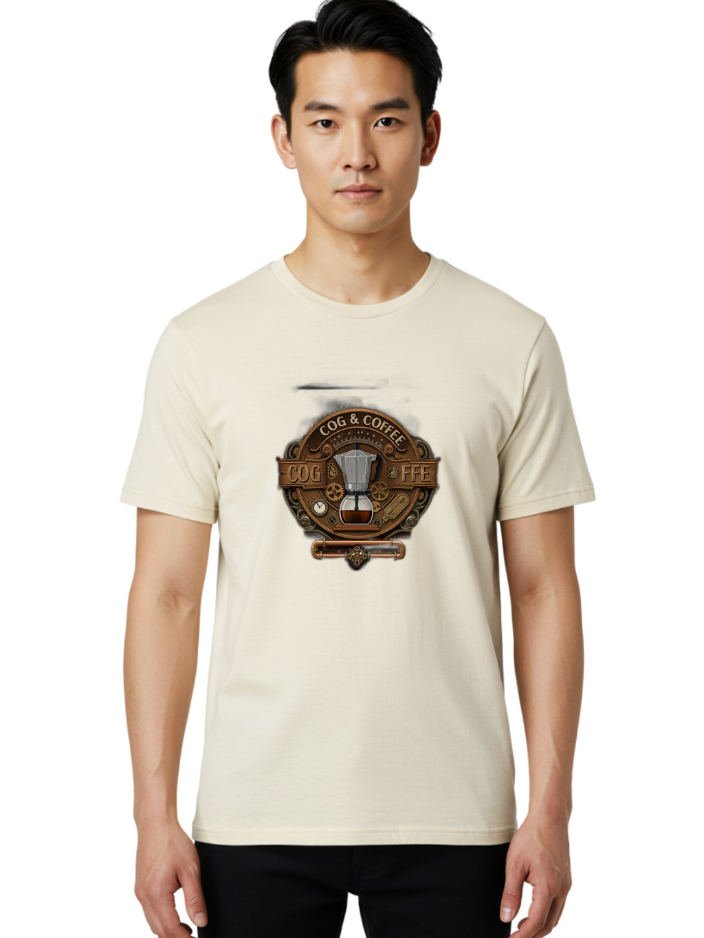 Cog-Coffee Men'S Graphic Tee, 100% Cotton, Comfortable Casual Summer Wear, Machine Washable, Steampunk Coffee Maker, Coffee Culture, Industrial Chic, Gears And Cogs, Vintage Coffee, Coffee Art, Metalwork, Steampunk Design, Cog & Coffee Logo Baa383