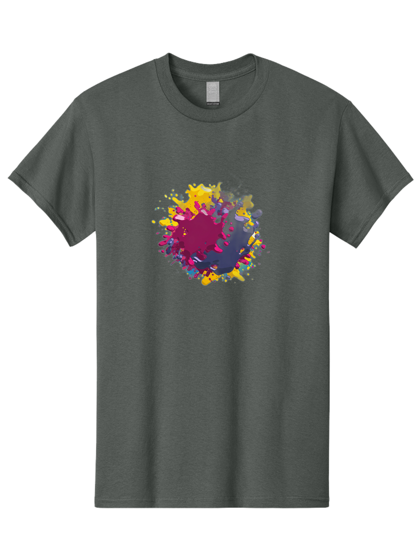 Color-Splash Men'S Graphic Tee, 100% Cotton, Comfortable Casual Summer Wear, Machine Washable, Colorful Paint Splatter, Vibrant Colors, Abstract Art, Dynamic Shapes, Creative Design, Artistic Expression, Splattered Paint, Mixed Media Art Baa384