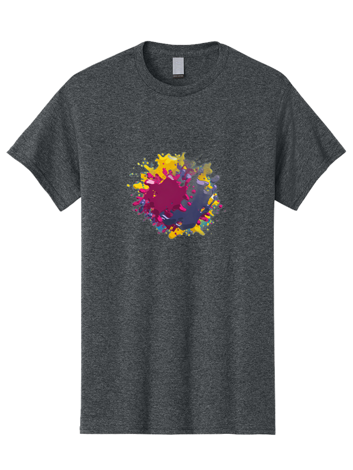 Color-Splash Men'S Graphic Tee, 100% Cotton, Comfortable Casual Summer Wear, Machine Washable, Colorful Paint Splatter, Vibrant Colors, Abstract Art, Dynamic Shapes, Creative Design, Artistic Expression, Splattered Paint, Mixed Media Art Baa384