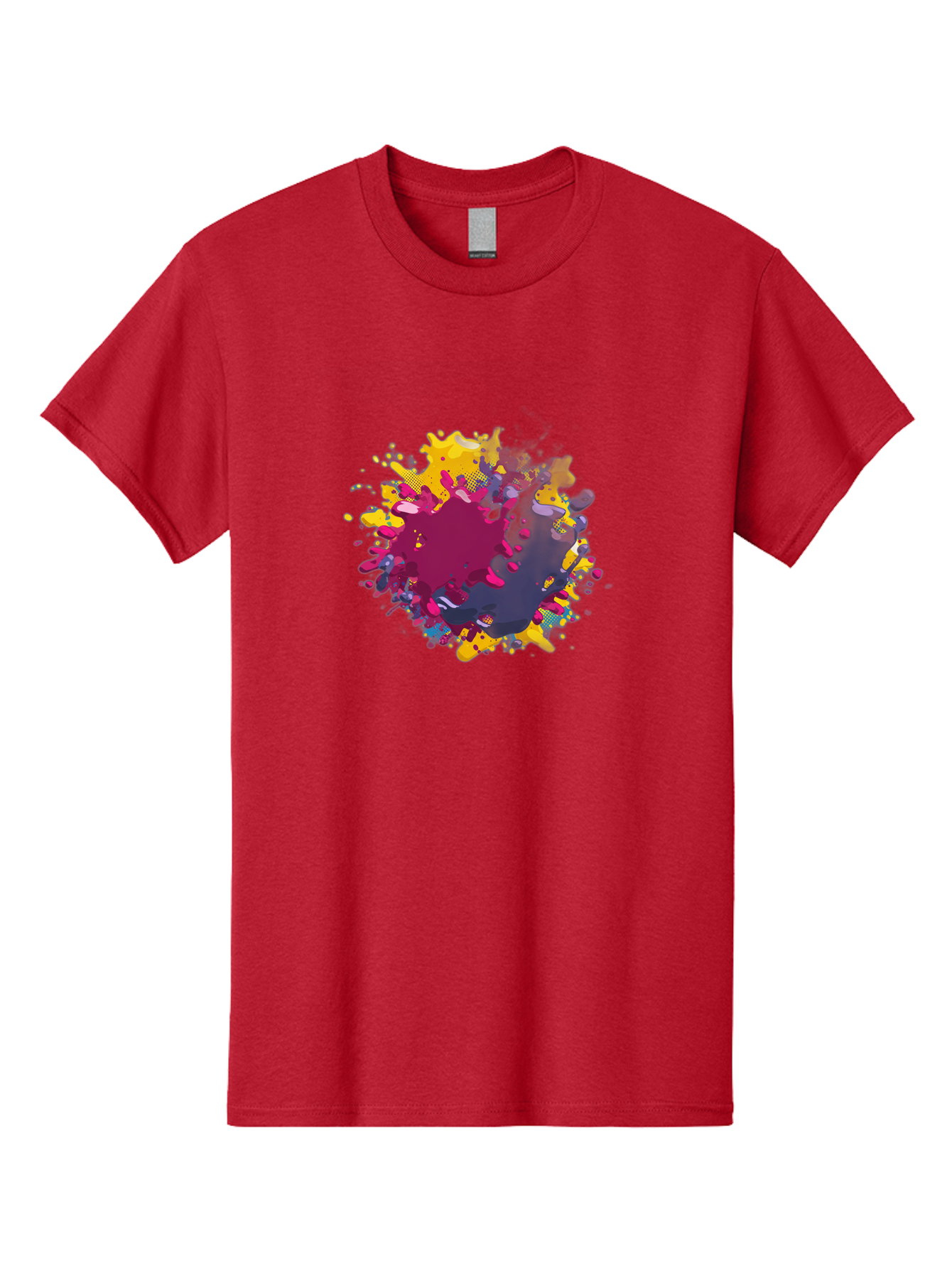 Color-Splash Men'S Graphic Tee, 100% Cotton, Comfortable Casual Summer Wear, Machine Washable, Colorful Paint Splatter, Vibrant Colors, Abstract Art, Dynamic Shapes, Creative Design, Artistic Expression, Splattered Paint, Mixed Media Art Baa384