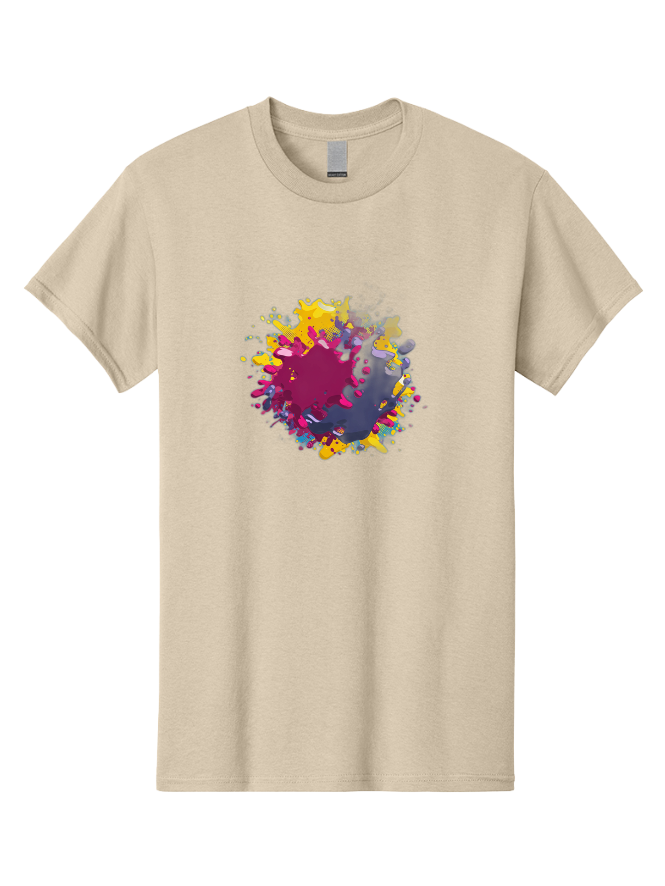 Color-Splash Men'S Graphic Tee, 100% Cotton, Comfortable Casual Summer Wear, Machine Washable, Colorful Paint Splatter, Vibrant Colors, Abstract Art, Dynamic Shapes, Creative Design, Artistic Expression, Splattered Paint, Mixed Media Art Baa384