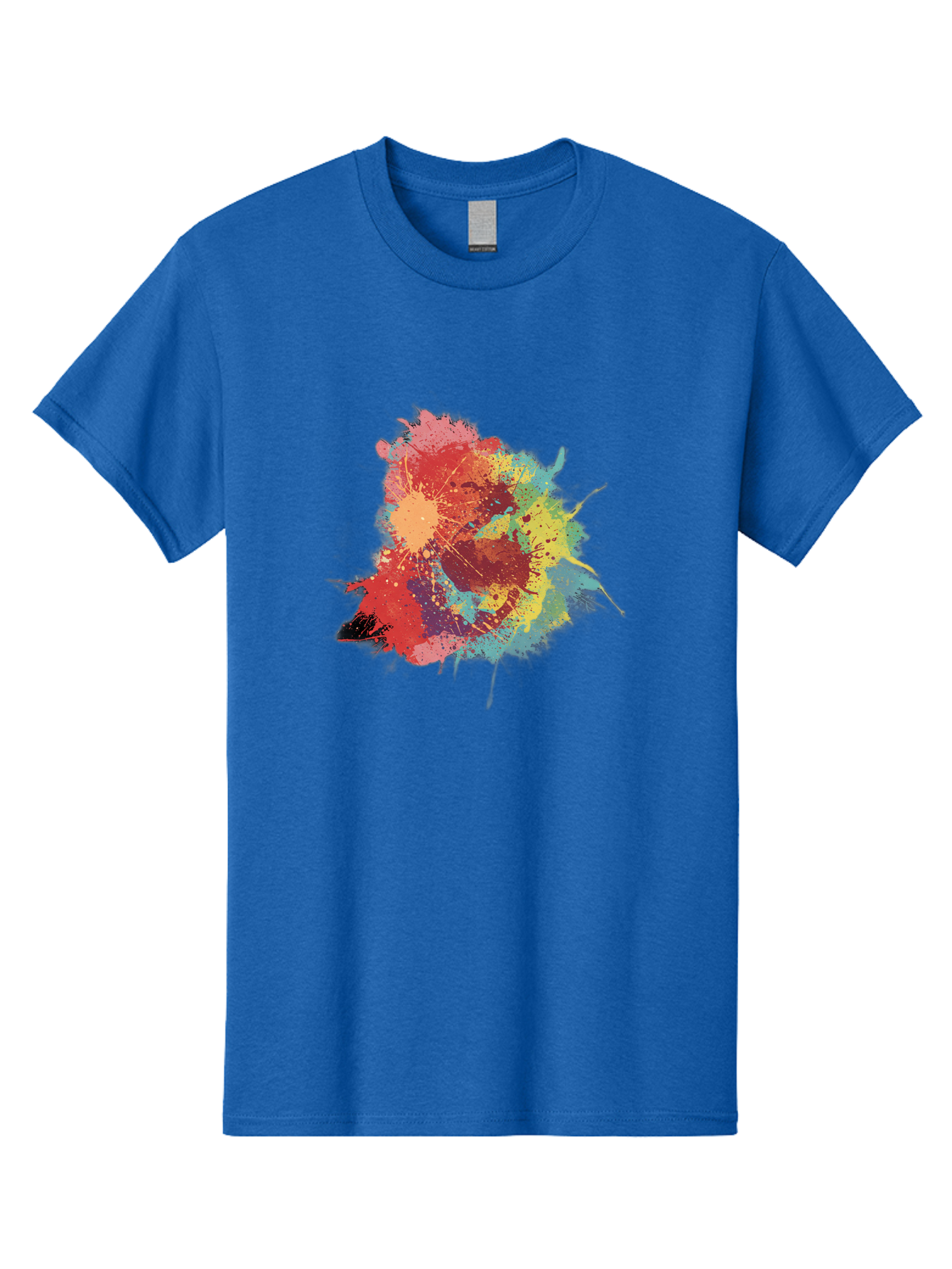 Colorful-Paint-Splatter Men'S Graphic Tee, 100% Cotton, Comfortable Casual Summer Wear, Machine Washable, Colorful Paint Splash, Vibrant Colors, Abstract Art, Dynamic Splatters, Creative Expression, Multicolored Design, Artistic Splatter, Baa392