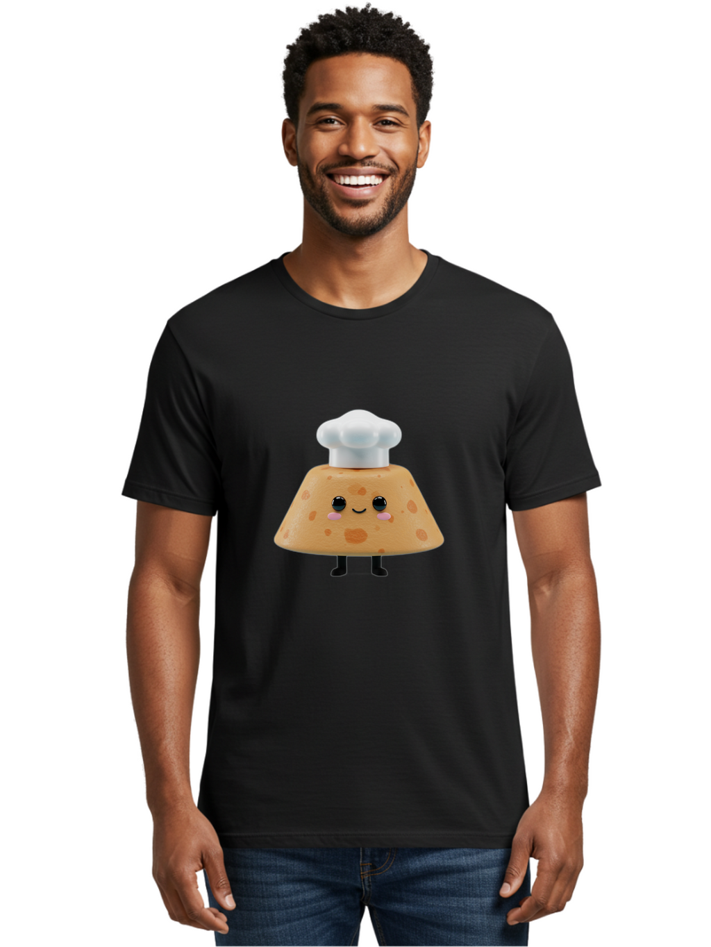 Cookie-Chef-Hat Men'S Graphic Tee, 100% Cotton, Comfortable Casual Summer Wear, Machine Washable, Smiling Cookie, Chef Hat, Cartoon Character, Kawaii Food, Funny Baked Goods, Adorable Dessert, Cute Pastry Baa397