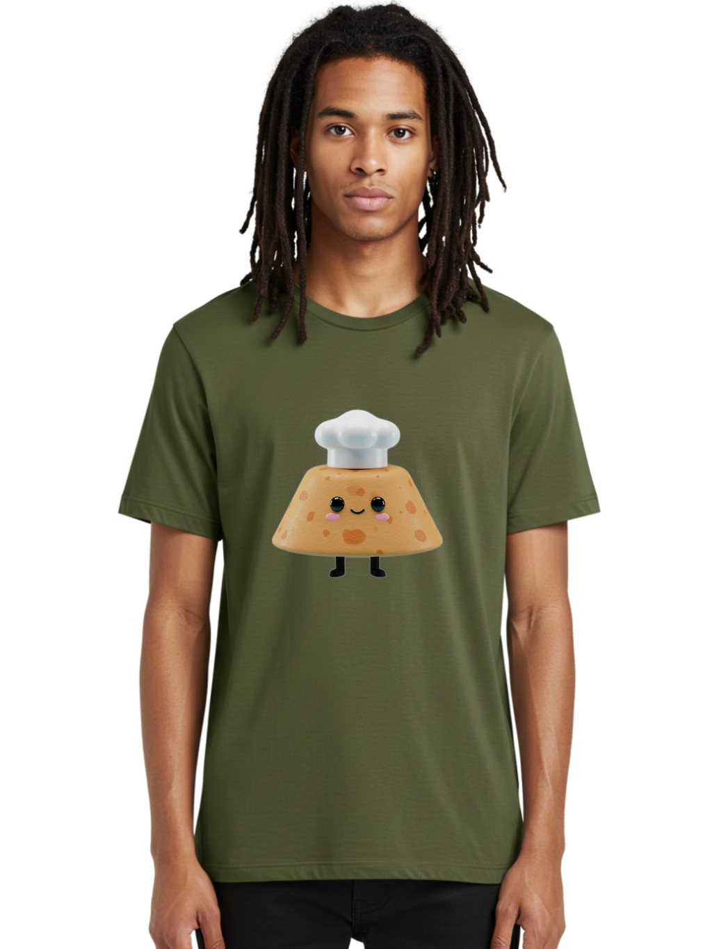 Cookie-Chef-Hat Men'S Graphic Tee, 100% Cotton, Comfortable Casual Summer Wear, Machine Washable, Smiling Cookie, Chef Hat, Cartoon Character, Kawaii Food, Funny Baked Goods, Adorable Dessert, Cute Pastry Baa397