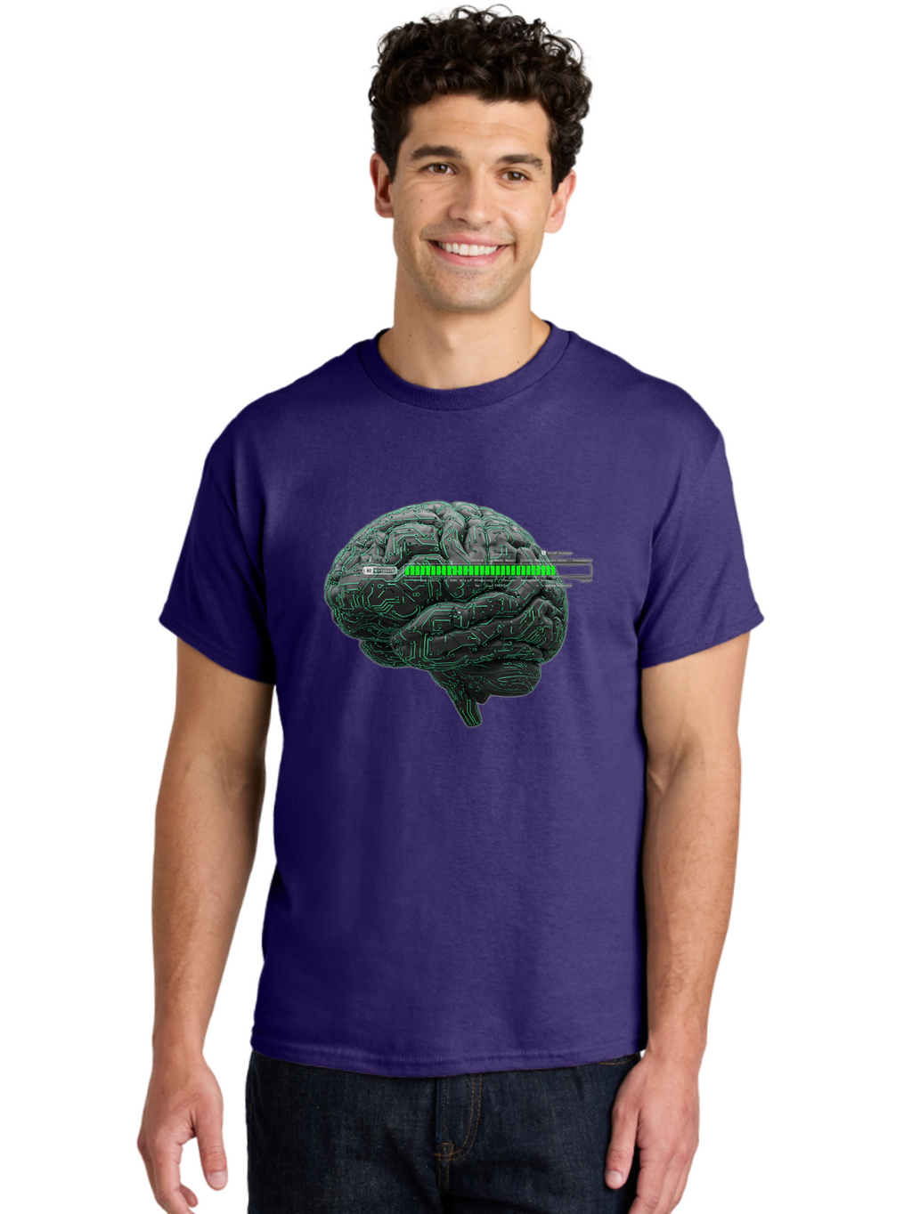 Cpu-Brain Men'S Graphic Tee, 100% Cotton, Comfortable Casual Summer Wear, Machine Washable, Human Brain, Circuit Board, Technology Integration, Futuristic Design, Artificial Intelligence, Neuroscience, Me Grown, Tech Meets Biology Baa409