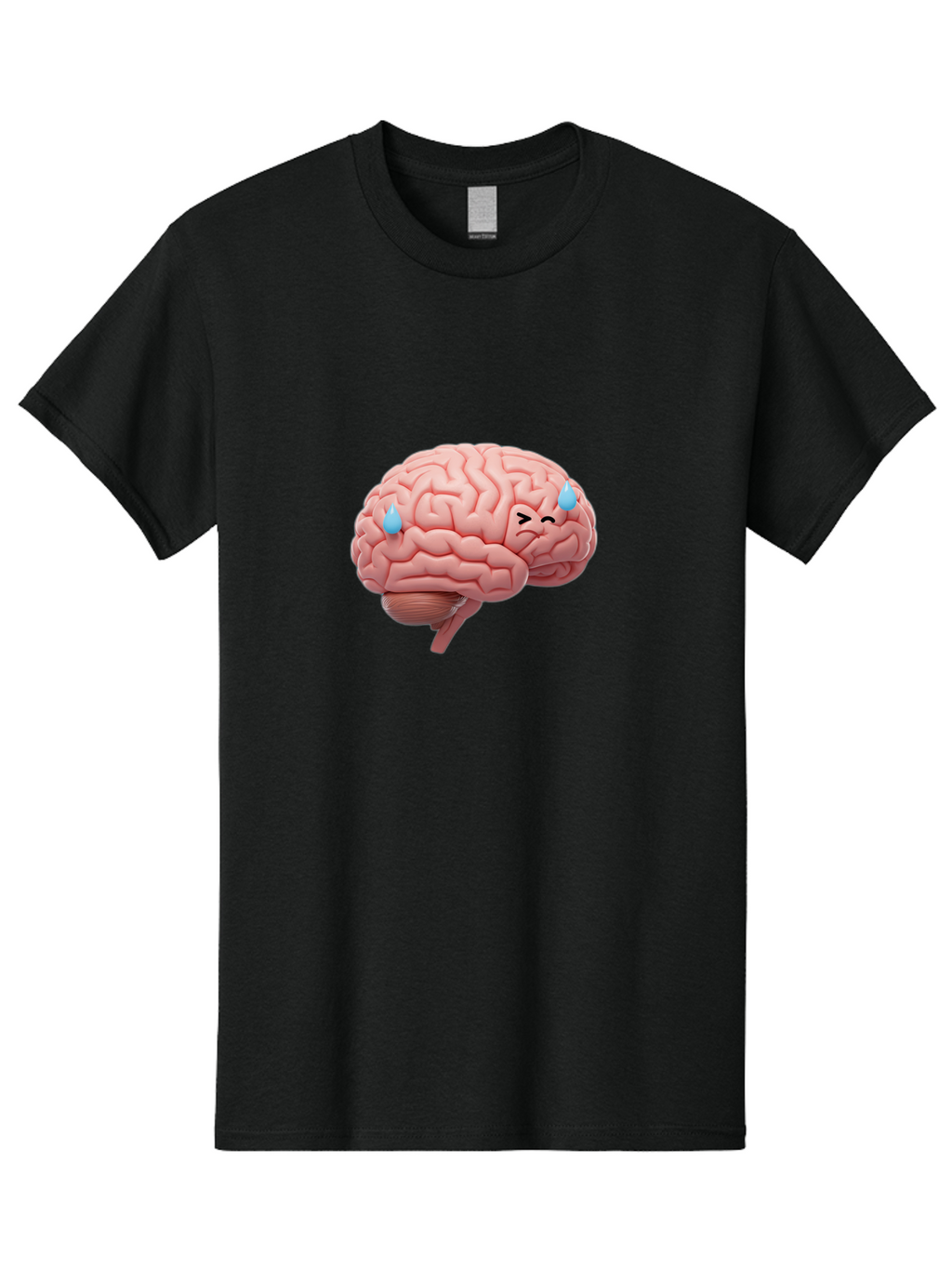 Crying-Brain Men'S Graphic Tee, 100% Cotton, Comfortable Casual Summer Wear, Machine Washable, Human Brain, Sad Face, Blue Tears, Brain Exhaustion, Mental Fatigue, Emotional Stress, Crying Brain, Anxiety, Stress Response Baa421