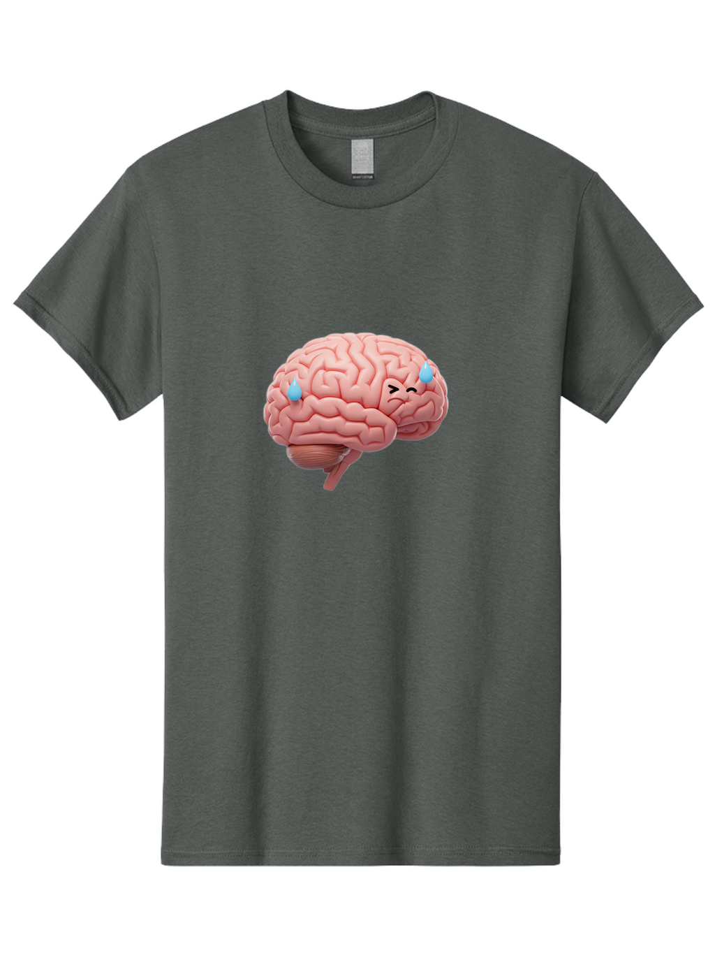 Crying-Brain Men'S Graphic Tee, 100% Cotton, Comfortable Casual Summer Wear, Machine Washable, Human Brain, Sad Face, Blue Tears, Brain Exhaustion, Mental Fatigue, Emotional Stress, Crying Brain, Anxiety, Stress Response Baa421
