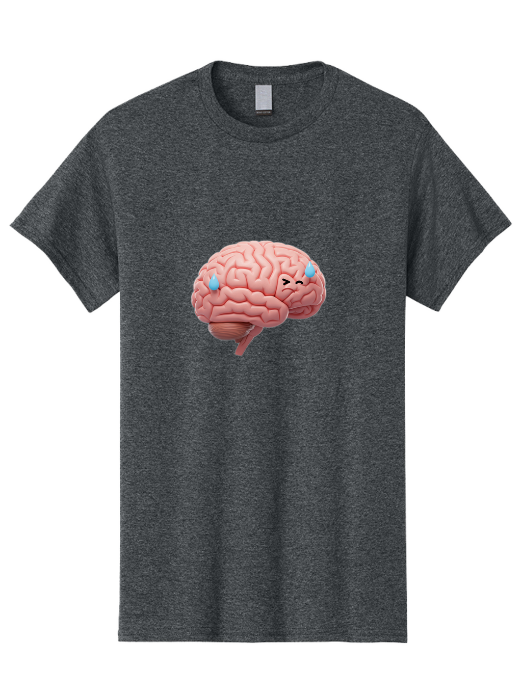 Crying-Brain Men'S Graphic Tee, 100% Cotton, Comfortable Casual Summer Wear, Machine Washable, Human Brain, Sad Face, Blue Tears, Brain Exhaustion, Mental Fatigue, Emotional Stress, Crying Brain, Anxiety, Stress Response Baa421