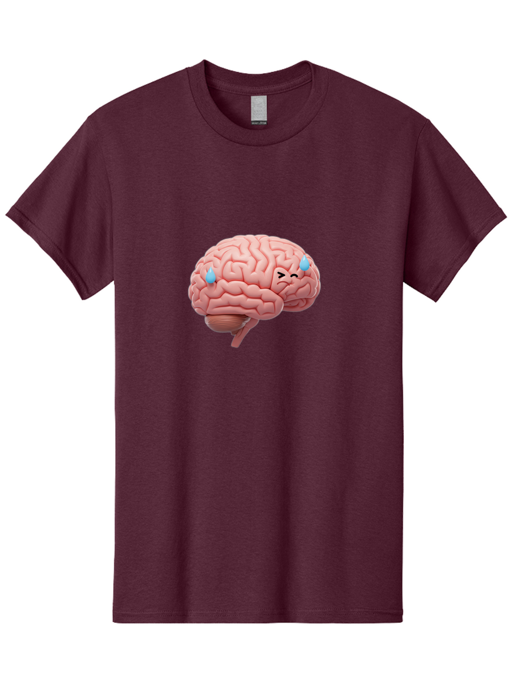 Crying-Brain Men'S Graphic Tee, 100% Cotton, Comfortable Casual Summer Wear, Machine Washable, Human Brain, Sad Face, Blue Tears, Brain Exhaustion, Mental Fatigue, Emotional Stress, Crying Brain, Anxiety, Stress Response Baa421