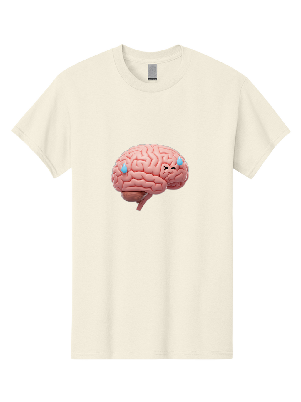 Crying-Brain Men'S Graphic Tee, 100% Cotton, Comfortable Casual Summer Wear, Machine Washable, Human Brain, Sad Face, Blue Tears, Brain Exhaustion, Mental Fatigue, Emotional Stress, Crying Brain, Anxiety, Stress Response Baa421