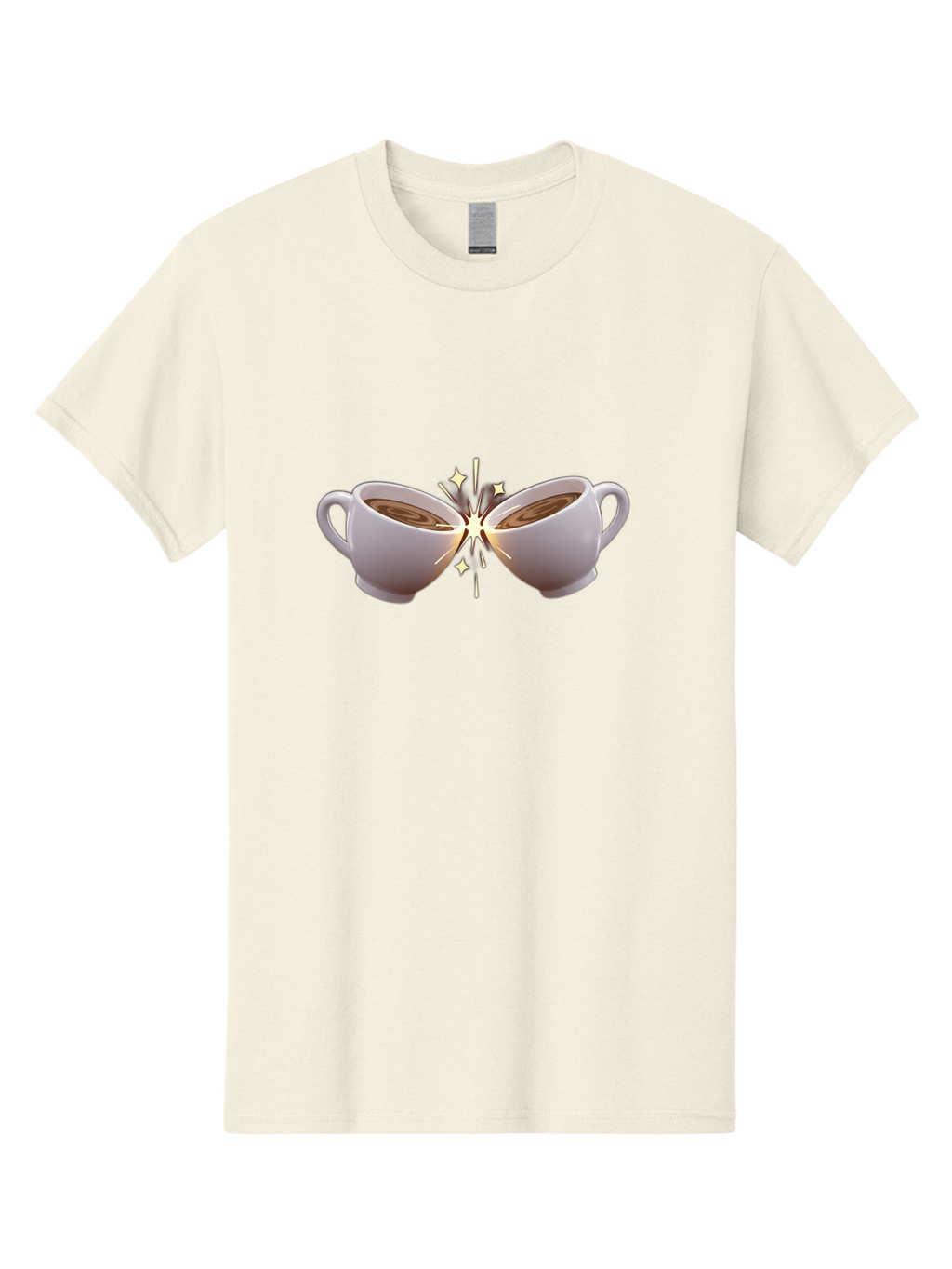 Cups-Cheering Men'S Graphic Tee, 100% Cotton, Comfortable Casual Summer Wear, Machine Washable, Coffee Cups Clinking, Frothy Coffee, Warm Beverage, Social Gathering, Friendship, Toast, Celebration, Coffee Culture, Caffeine Baa426