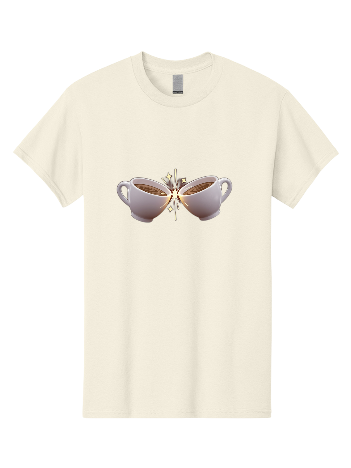 Cups-Cheering Men'S Graphic Tee, 100% Cotton, Comfortable Casual Summer Wear, Machine Washable, Coffee Cups Clinking, Frothy Coffee, Warm Beverage, Social Gathering, Friendship, Toast, Celebration, Coffee Culture, Caffeine Baa426