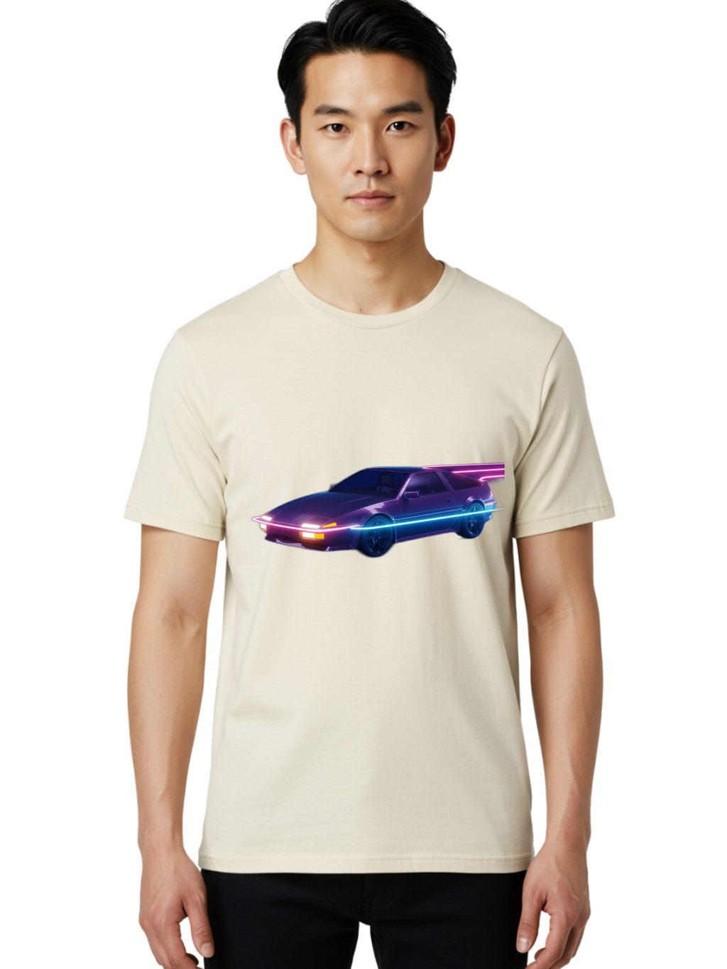 Datsun-280Z Men'S Graphic Tee, 100% Cotton, Comfortable Casual Summer Wear, Machine Washable, Sports Car, Neon Lights, Futuristic Design, Sleek Vehicle, High-Tech Car, Synthwave Aesthetic, Retro-Futurism, Glowing Accents, Modern Style Baa441