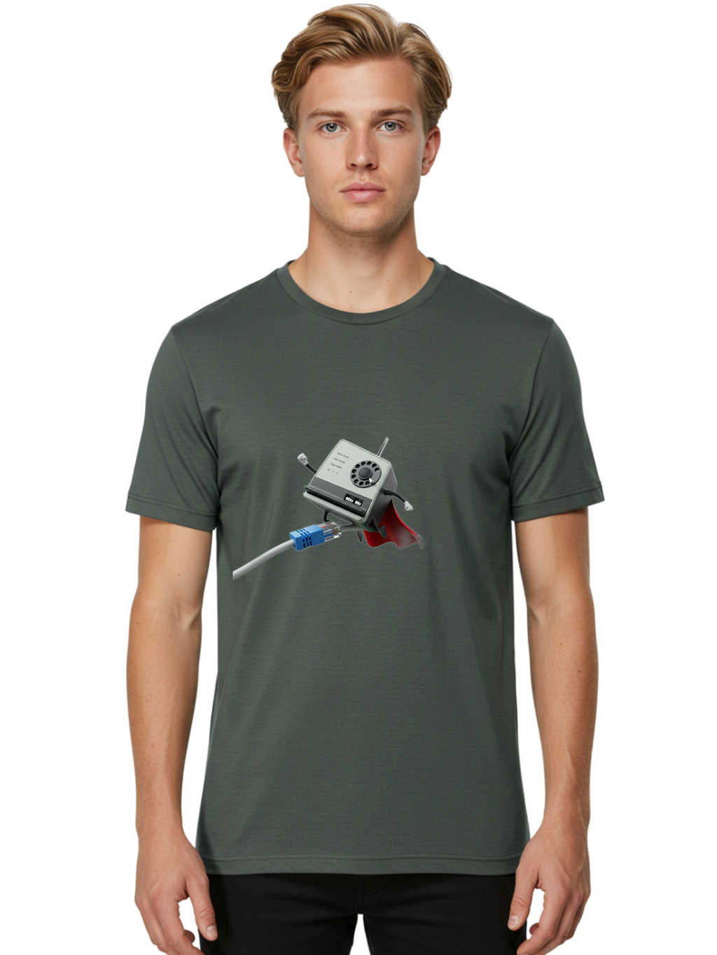 Dial-Up-Modem Men'S Graphic Tee, 100% Cotton, Comfortable Casual Summer Wear, Machine Washable, 56K V.90/V.34 Fax/Data/Voice Modem, Vintage Computer Hardware, Retro Technology, Dial-Up Internet, Nostalgic Tech, Antique Electronics, Baa447