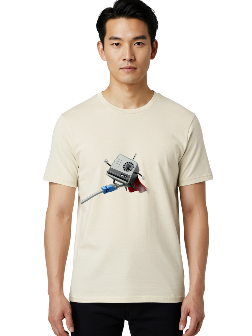 Dial-Up-Modem Men'S Graphic Tee, 100% Cotton, Comfortable Casual Summer Wear, Machine Washable, 56K V.90/V.34 Fax/Data/Voice Modem, Vintage Computer Hardware, Retro Technology, Dial-Up Internet, Nostalgic Tech, Antique Electronics, Baa447