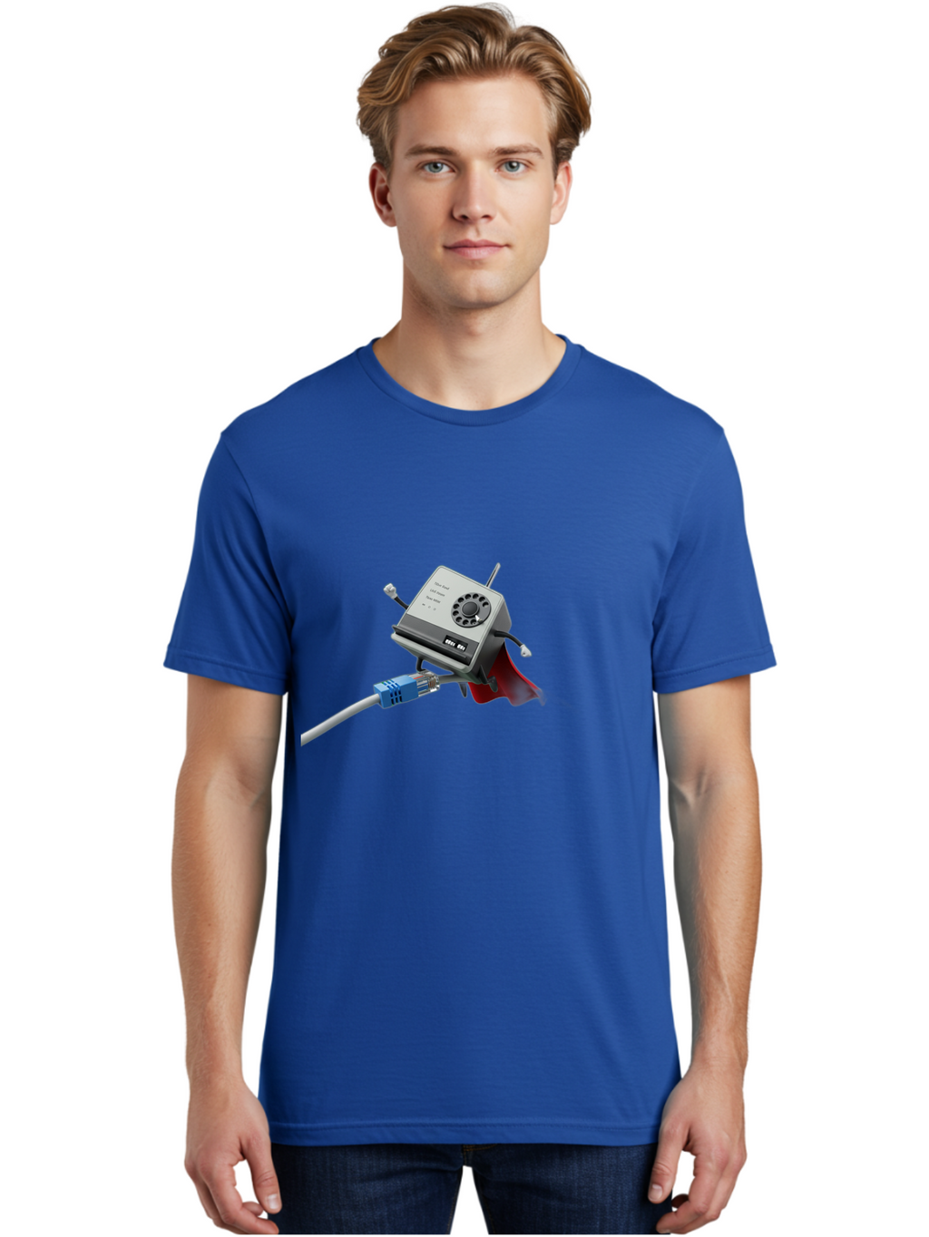Dial-Up-Modem Men'S Graphic Tee, 100% Cotton, Comfortable Casual Summer Wear, Machine Washable, 56K V.90/V.34 Fax/Data/Voice Modem, Vintage Computer Hardware, Retro Technology, Dial-Up Internet, Nostalgic Tech, Antique Electronics, Baa447