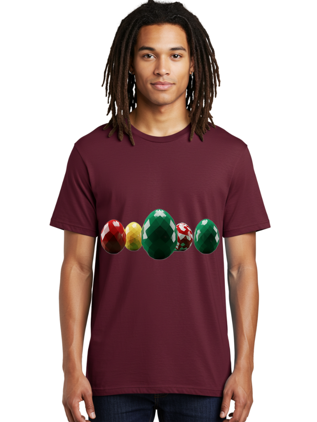 Diamond-Easter-Eggs Men'S Graphic Tee, 100% Cotton, Comfortable Casual Summer Wear, Machine Washable, Diamond Eggs, Easter Eggs, Jewelry Eggs, Colorful Eggs, Faceted Eggs, Decorative Eggs, Shiny Eggs, Gemstone Eggs Baa448