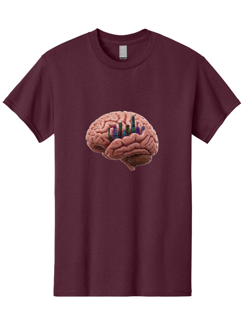 Digital-Brain Men'S Graphic Tee, 100% Cotton, Comfortable Casual Summer Wear, Machine Washable, Human Brain, 3D Barcode, Cognitive Function, Digital Representation, Neuroscience, Technology Integration, Data Encoding, Innovative Concept, Baa449