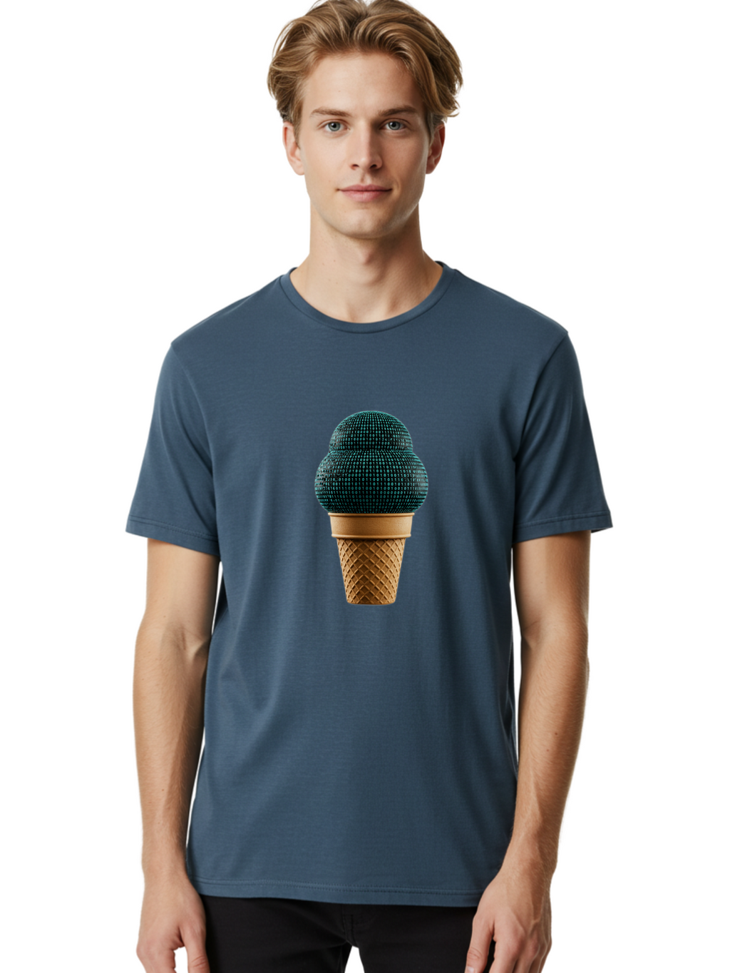 Disco-Ball-Ice-Cream Men'S Graphic Tee, 100% Cotton, Comfortable Casual Summer Wear, Machine Washable, Disco Ball Ice Cream, Luxury Ice Cream, Glamorous Dessert, Unique Ice Cream, Ice Cream Cone, Waffle Cone, Disco-Themed Treat, Baa451