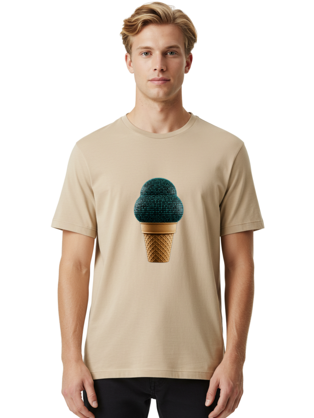 Disco-Ball-Ice-Cream Men'S Graphic Tee, 100% Cotton, Comfortable Casual Summer Wear, Machine Washable, Disco Ball Ice Cream, Luxury Ice Cream, Glamorous Dessert, Unique Ice Cream, Ice Cream Cone, Waffle Cone, Disco-Themed Treat, Baa451