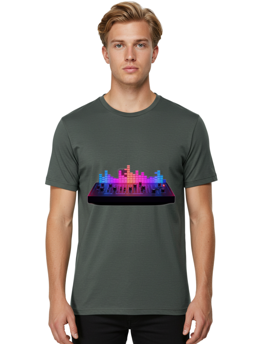 Dj-Controller Men'S Graphic Tee, 100% Cotton, Comfortable Casual Summer Wear, Machine Washable, Dj Equipment, Music Production, Sound Mixer, Audio Technology, Electronic Dance Music, Beat Matching, Dj Software, Music Creation, Sound Waves Baa453