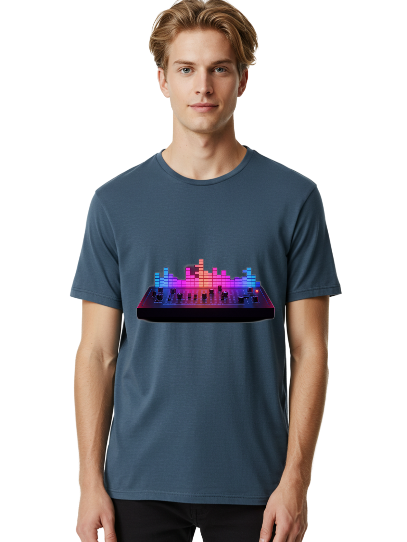 Dj-Controller Men'S Graphic Tee, 100% Cotton, Comfortable Casual Summer Wear, Machine Washable, Dj Equipment, Music Production, Sound Mixer, Audio Technology, Electronic Dance Music, Beat Matching, Dj Software, Music Creation, Sound Waves Baa453