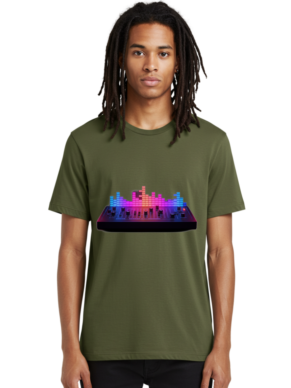 Dj-Controller Men'S Graphic Tee, 100% Cotton, Comfortable Casual Summer Wear, Machine Washable, Dj Equipment, Music Production, Sound Mixer, Audio Technology, Electronic Dance Music, Beat Matching, Dj Software, Music Creation, Sound Waves Baa453