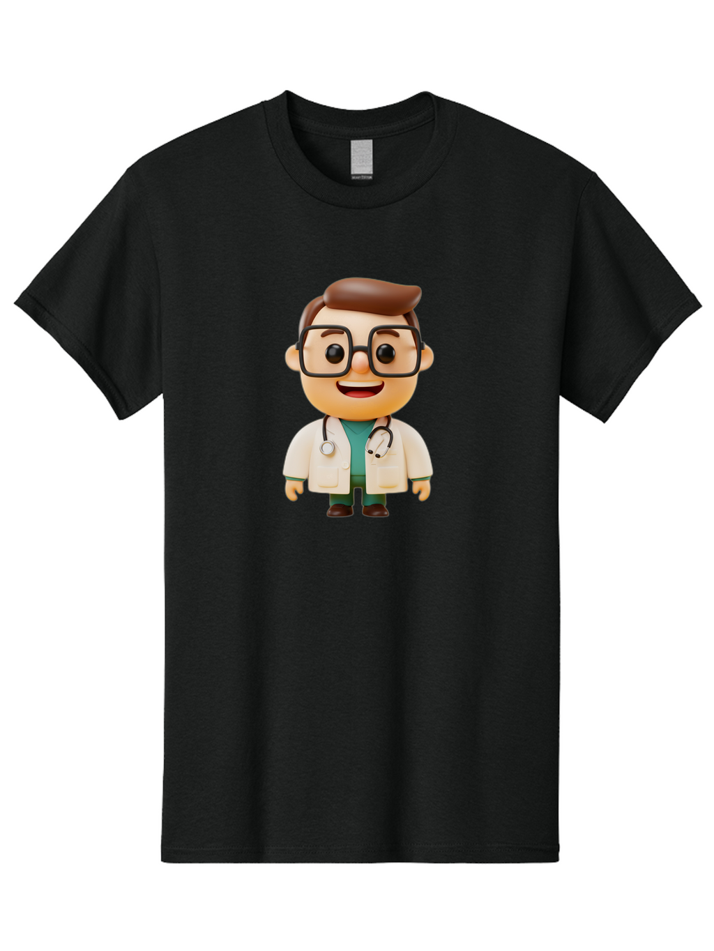 Doctor-2 Men'S Graphic Tee, 100% Cotton, Comfortable Casual Summer Wear, Machine Washable, Cartoon Doctor, Medical Professional, Health Care, Stethoscope, Lab Coat, Glasses, Friendly Smile, Medical Care, Healthcare Worker, Doctor Illustration Baa456