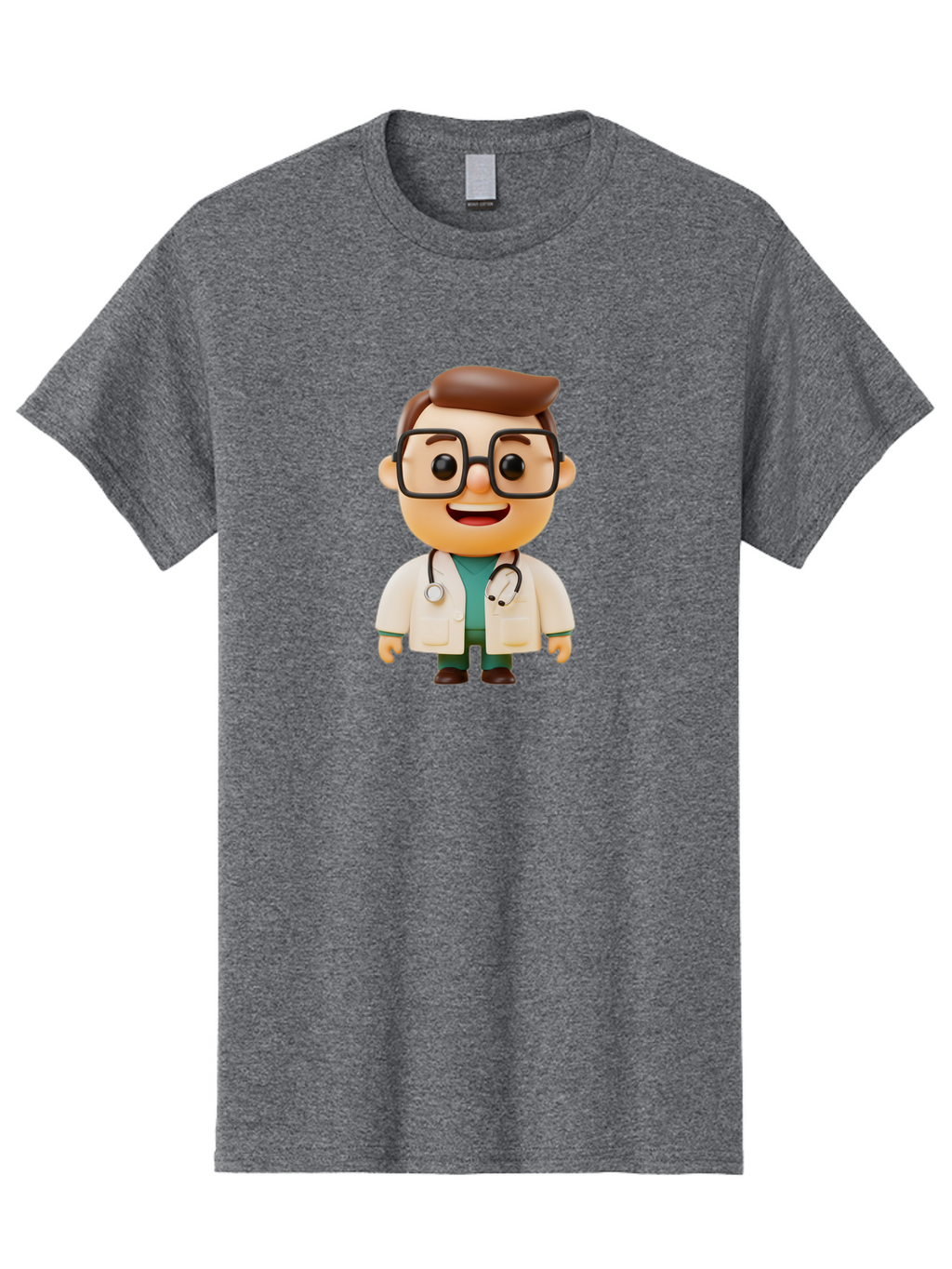 Doctor-2 Men'S Graphic Tee, 100% Cotton, Comfortable Casual Summer Wear, Machine Washable, Cartoon Doctor, Medical Professional, Health Care, Stethoscope, Lab Coat, Glasses, Friendly Smile, Medical Care, Healthcare Worker, Doctor Illustration Baa456