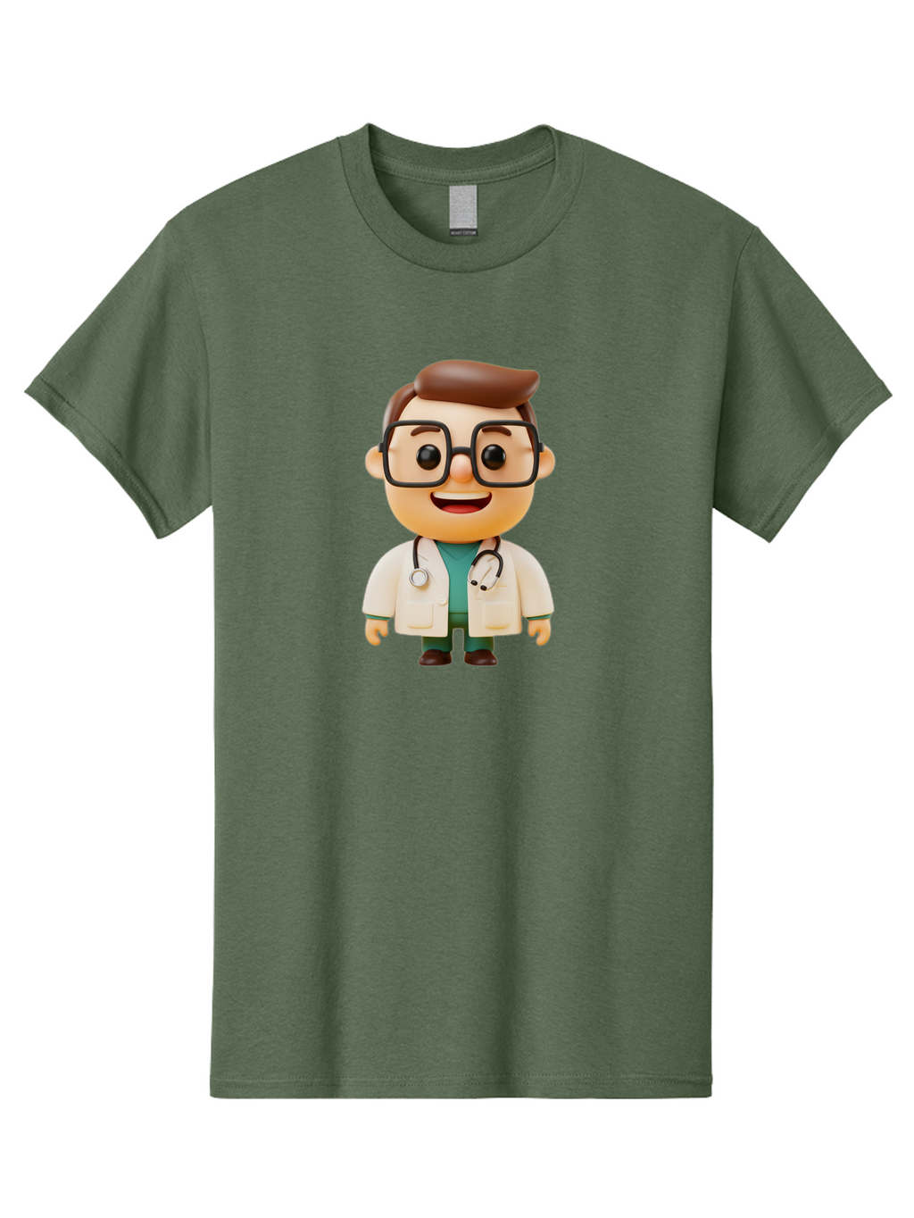 Doctor-2 Men'S Graphic Tee, 100% Cotton, Comfortable Casual Summer Wear, Machine Washable, Cartoon Doctor, Medical Professional, Health Care, Stethoscope, Lab Coat, Glasses, Friendly Smile, Medical Care, Healthcare Worker, Doctor Illustration Baa456