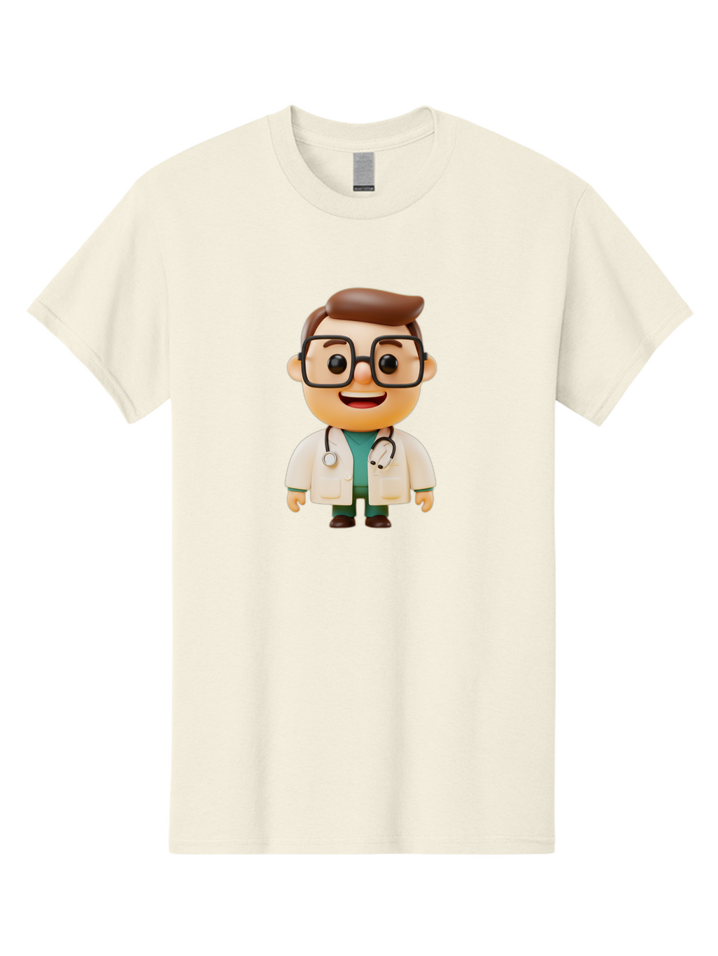 Doctor-2 Men'S Graphic Tee, 100% Cotton, Comfortable Casual Summer Wear, Machine Washable, Cartoon Doctor, Medical Professional, Health Care, Stethoscope, Lab Coat, Glasses, Friendly Smile, Medical Care, Healthcare Worker, Doctor Illustration Baa456