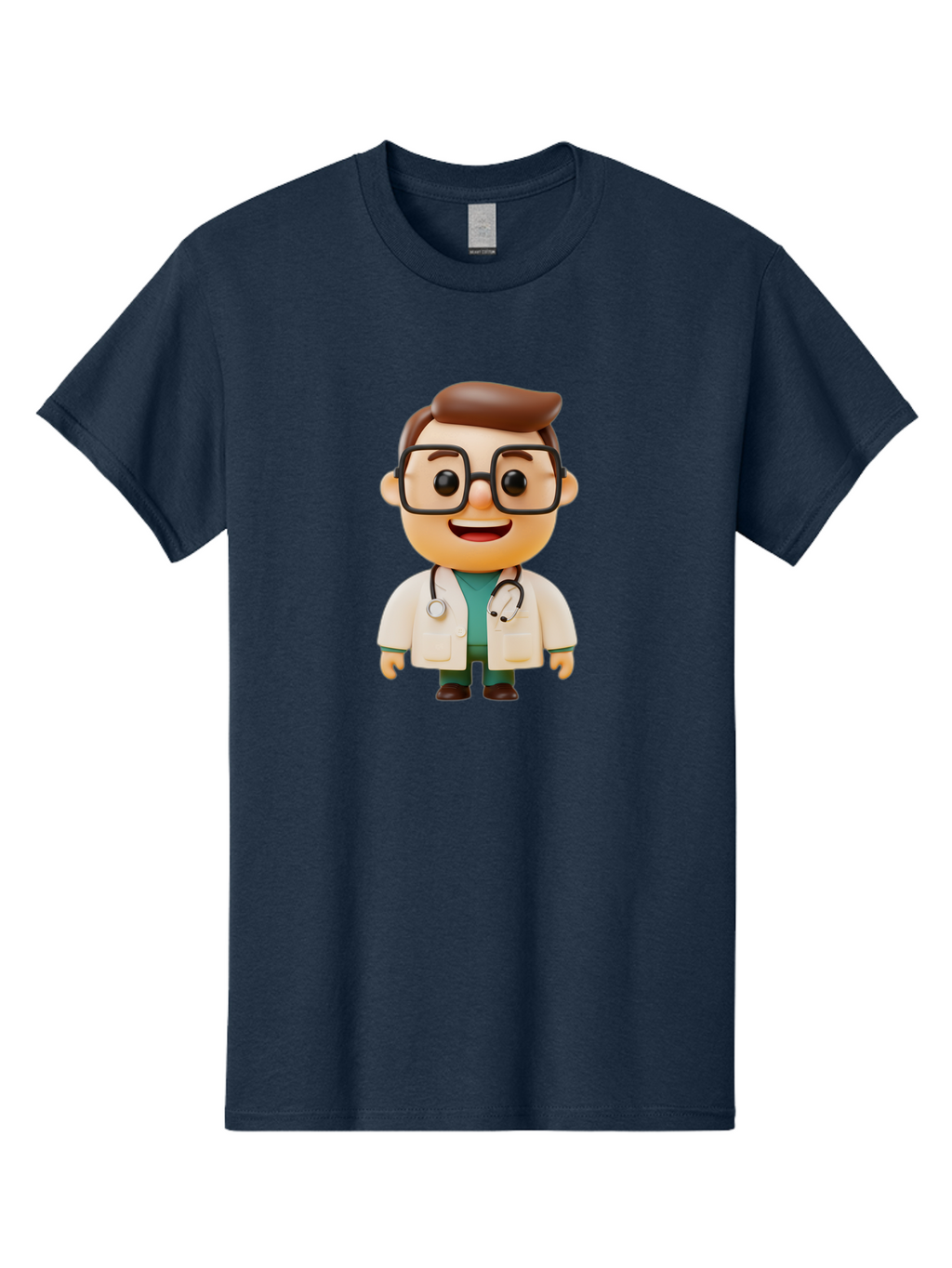 Doctor-2 Men'S Graphic Tee, 100% Cotton, Comfortable Casual Summer Wear, Machine Washable, Cartoon Doctor, Medical Professional, Health Care, Stethoscope, Lab Coat, Glasses, Friendly Smile, Medical Care, Healthcare Worker, Doctor Illustration Baa456