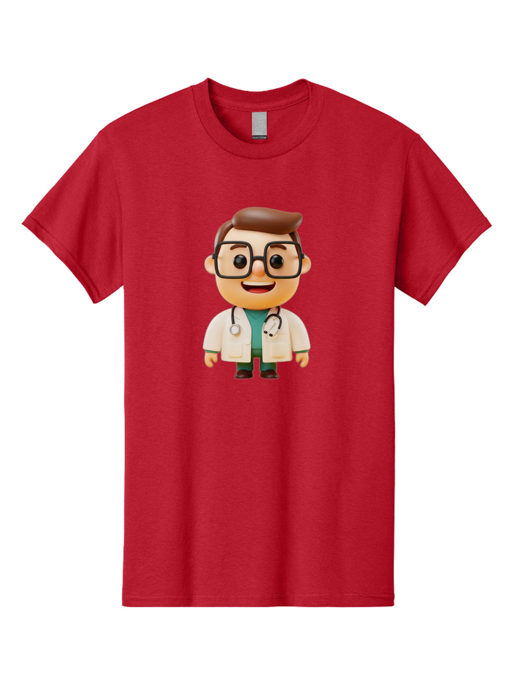 Doctor-2 Men'S Graphic Tee, 100% Cotton, Comfortable Casual Summer Wear, Machine Washable, Cartoon Doctor, Medical Professional, Health Care, Stethoscope, Lab Coat, Glasses, Friendly Smile, Medical Care, Healthcare Worker, Doctor Illustration Baa456