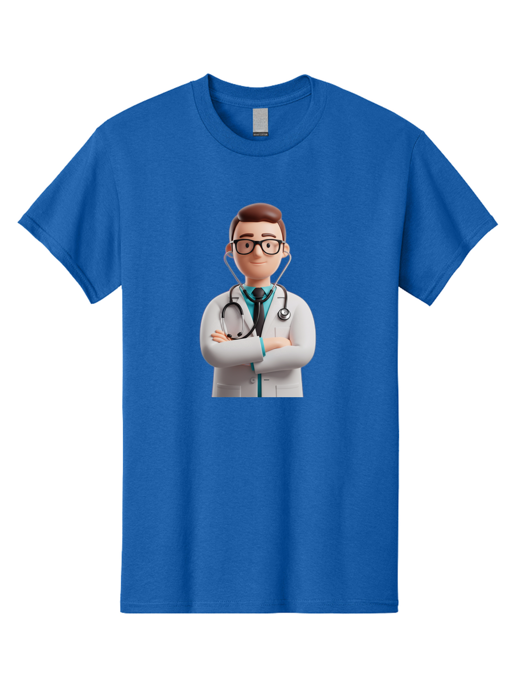 Doctor-3 Men'S Graphic Tee, 100% Cotton, Comfortable Casual Summer Wear, Machine Washable, Cartoon Doctor, Medical Professional, Stethoscope Around Neck, White Lab Coat, Confident Pose, Medical Care, Healthcare Provider, Friendly Smile, Baa457