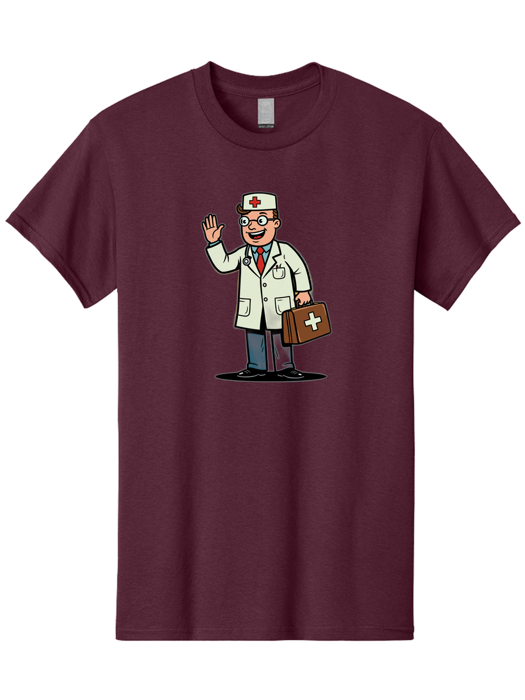 Doctor-7 Men'S Graphic Tee, 100% Cotton, Comfortable Casual Summer Wear, Machine Washable, Cartoon Doctor, Medical Professional, First Aid Kit, Red Cross, Healthcare Worker, Friendly Doctor, Medical Assistance, Doctor'S Kit, Health Care Baa462