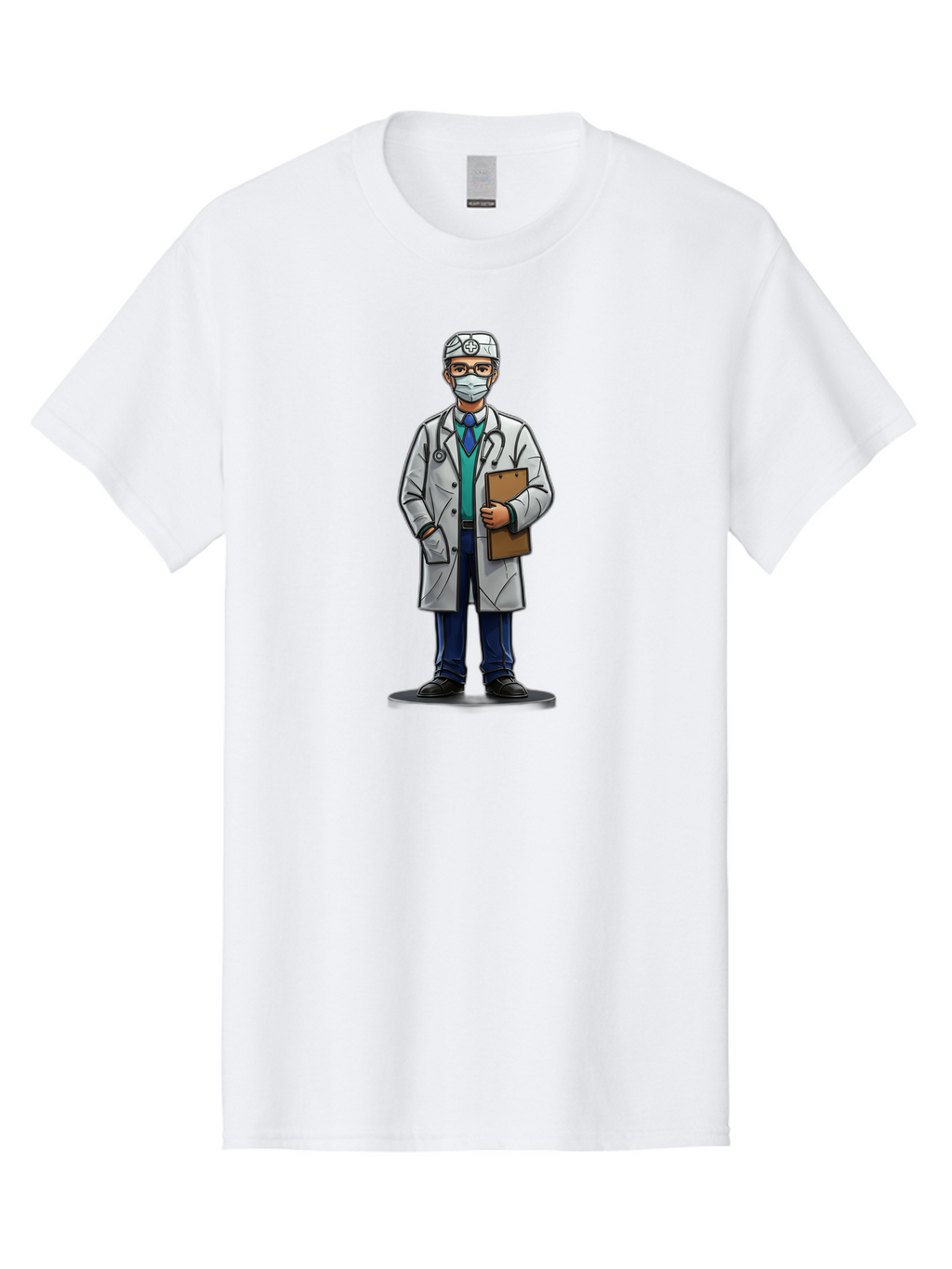 Doctor-8 Men'S Graphic Tee, 100% Cotton, Comfortable Casual Summer Wear, Machine Washable, Male Doctor, Medical Professional, Lab Coat, Stethoscope, Clipboard, Medical Attire, Healthcare Worker, Medical Mask Baa463