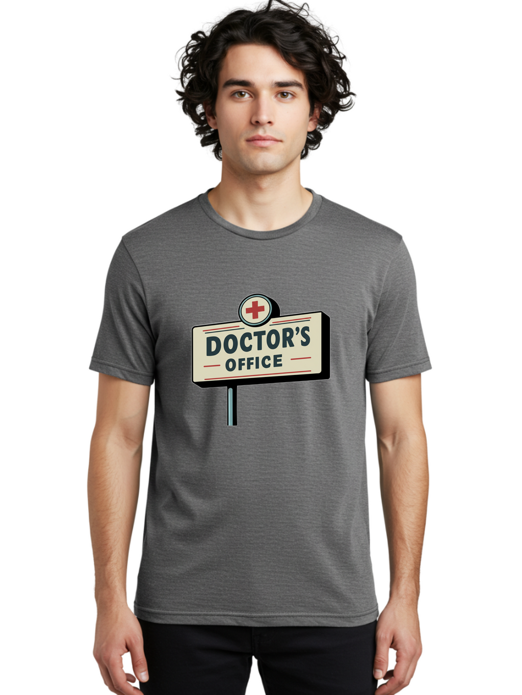 Doctor-S-Office-2 Men'S Graphic Tee, 100% Cotton, Comfortable Casual Summer Wear, Machine Washable, Doctor'S Office Sign, Medical Symbol, Red Cross, Healthcare Signage, Medical Office Indicator, Healthcare Services, Medical Facilities Baa477