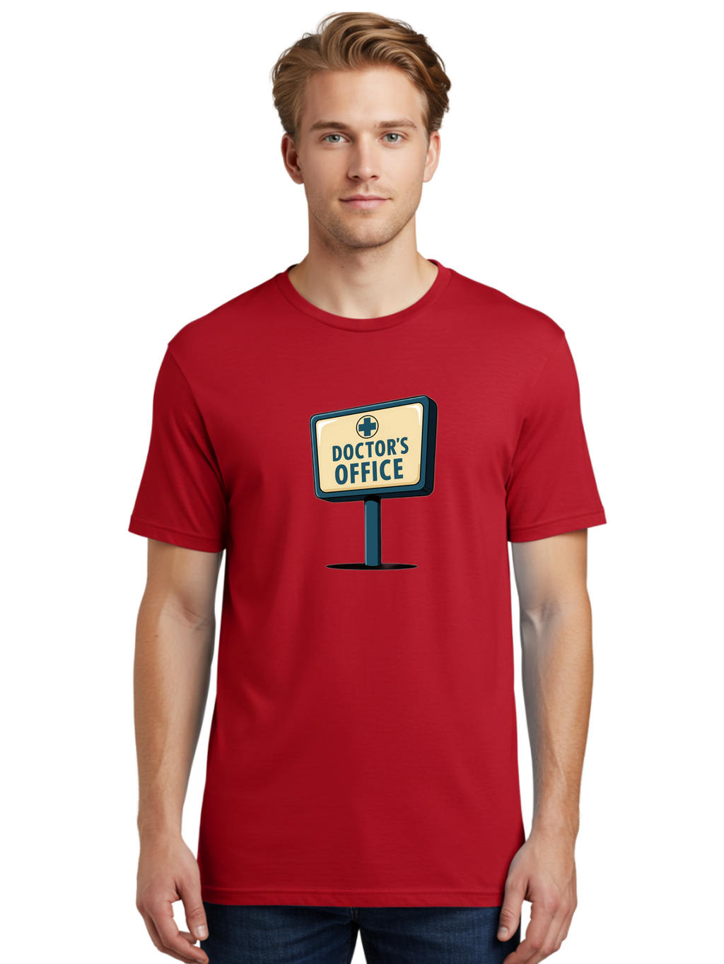 Doctor-S-Office-5 Men'S Graphic Tee, 100% Cotton, Comfortable Casual Summer Wear, Machine Washable, Doctor'S Office Sign, Medical Cross Symbol, Healthcare Facility, Medical Services, Doctor'S Office, Healthcare Provider Baa480