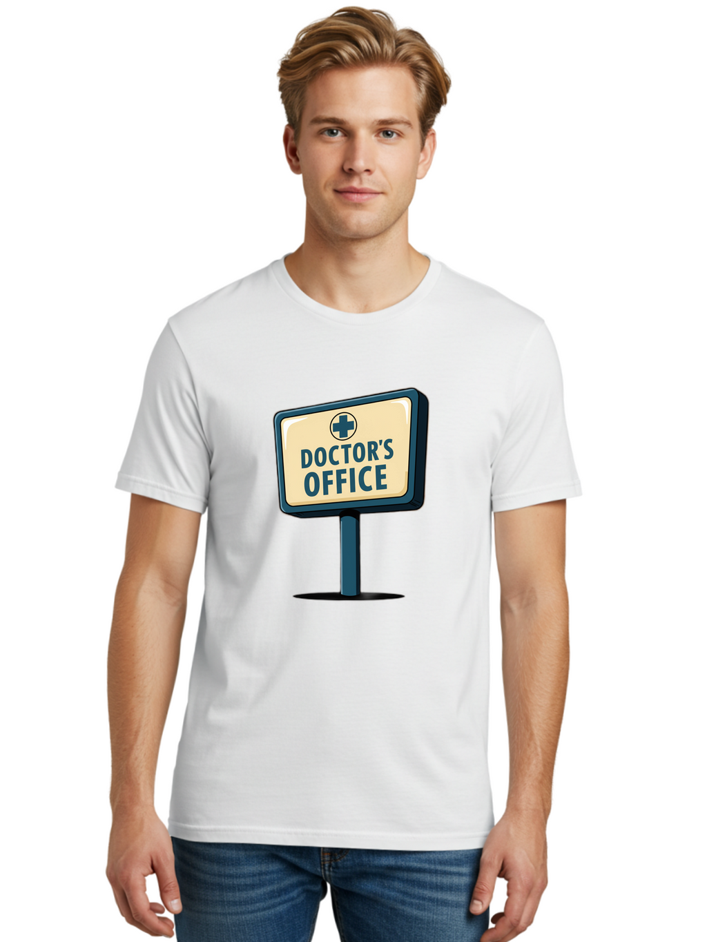 Doctor-S-Office-5 Men'S Graphic Tee, 100% Cotton, Comfortable Casual Summer Wear, Machine Washable, Doctor'S Office Sign, Medical Cross Symbol, Healthcare Facility, Medical Services, Doctor'S Office, Healthcare Provider Baa480