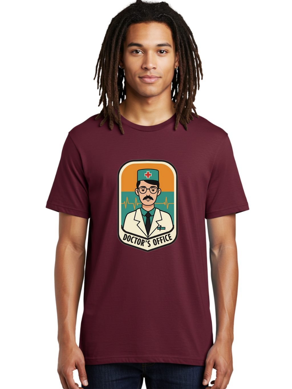 Doctor-S-Office Men'S Graphic Tee, 100% Cotton, Comfortable Casual Summer Wear, Machine Washable, Male Doctor, Medical Professional, Doctor'S Office, Healthcare Services, Medical Checkup, Health Monitoring, Ecg Reading, Medical Staff, Baa482