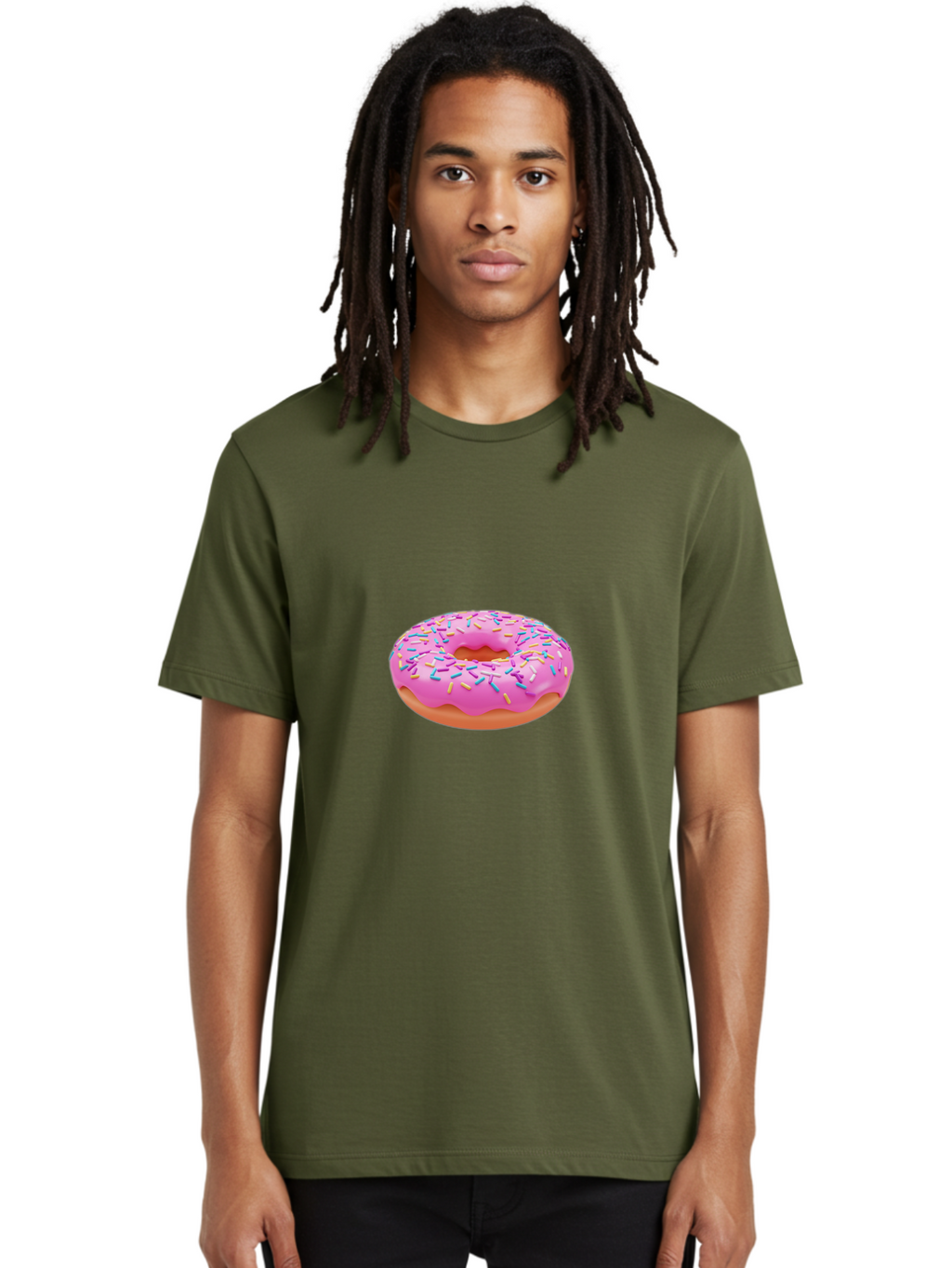 Donut-4 Men'S Graphic Tee, 100% Cotton, Comfortable Casual Summer Wear, Machine Washable, Pink Frosted Donut, Donut With Sprinkles, Sweet Treat, Colorful Dessert, Sugary Snack, Baked Goods, Tasty Pastry, Donut Illustration Baa498