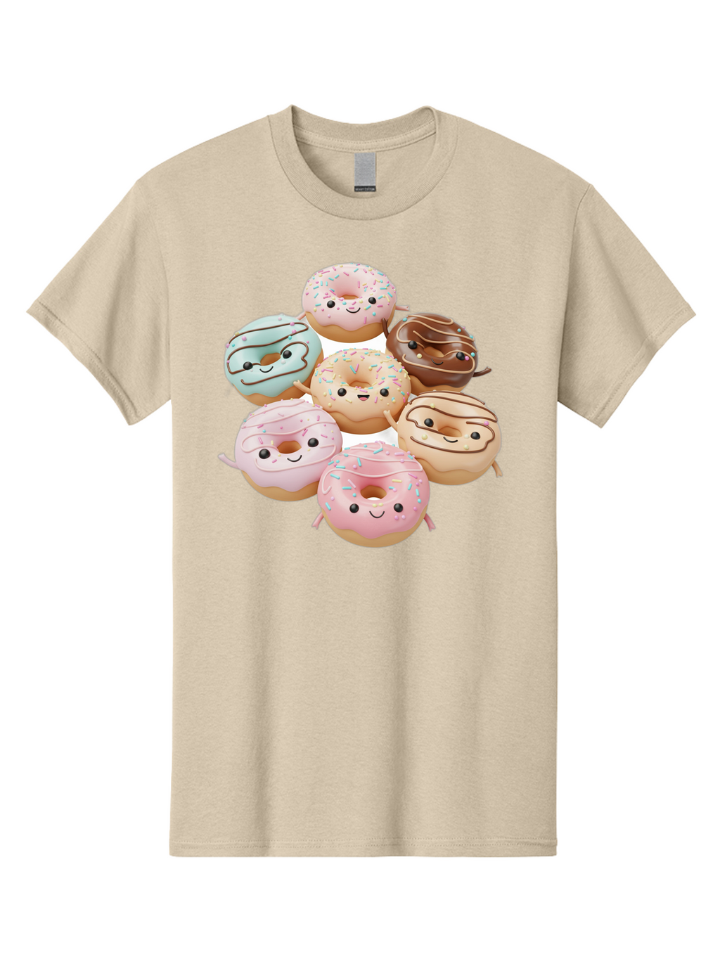 Donut-Friends Men'S Graphic Tee, 100% Cotton, Comfortable Casual Summer Wear, Machine Washable, Donuts With Faces, Adorable Donuts, Cartoon Donuts, Anthropomorphic Donuts, Plush Donuts, Donut Soft Toys, Colorful Donuts, Chocolate Donuts, Baa507