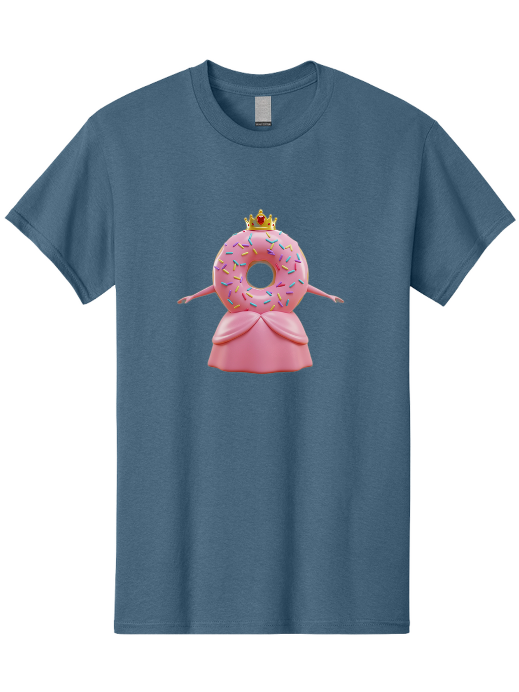 Donut-Princess Men'S Graphic Tee, 100% Cotton, Comfortable Casual Summer Wear, Machine Washable, Pink Donut With Sprinkles, Royal Crown, Princess Dress, Sweet Treat, Whimsical Character, Cartoon Style, Pastel Colors, Cute Illustration, Baa511