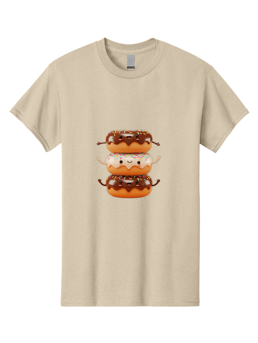 Donut-Stack Men'S Graphic Tee, 100% Cotton, Comfortable Casual Summer Wear, Machine Washable, Stacked Donuts, Chocolate Glazed Donut, Sprinkles Donut, Smiling Faces, Colorful Sweets, Playful Pastries, Sweet Treats, Dessert Lovers, Donut Stack, Baa514