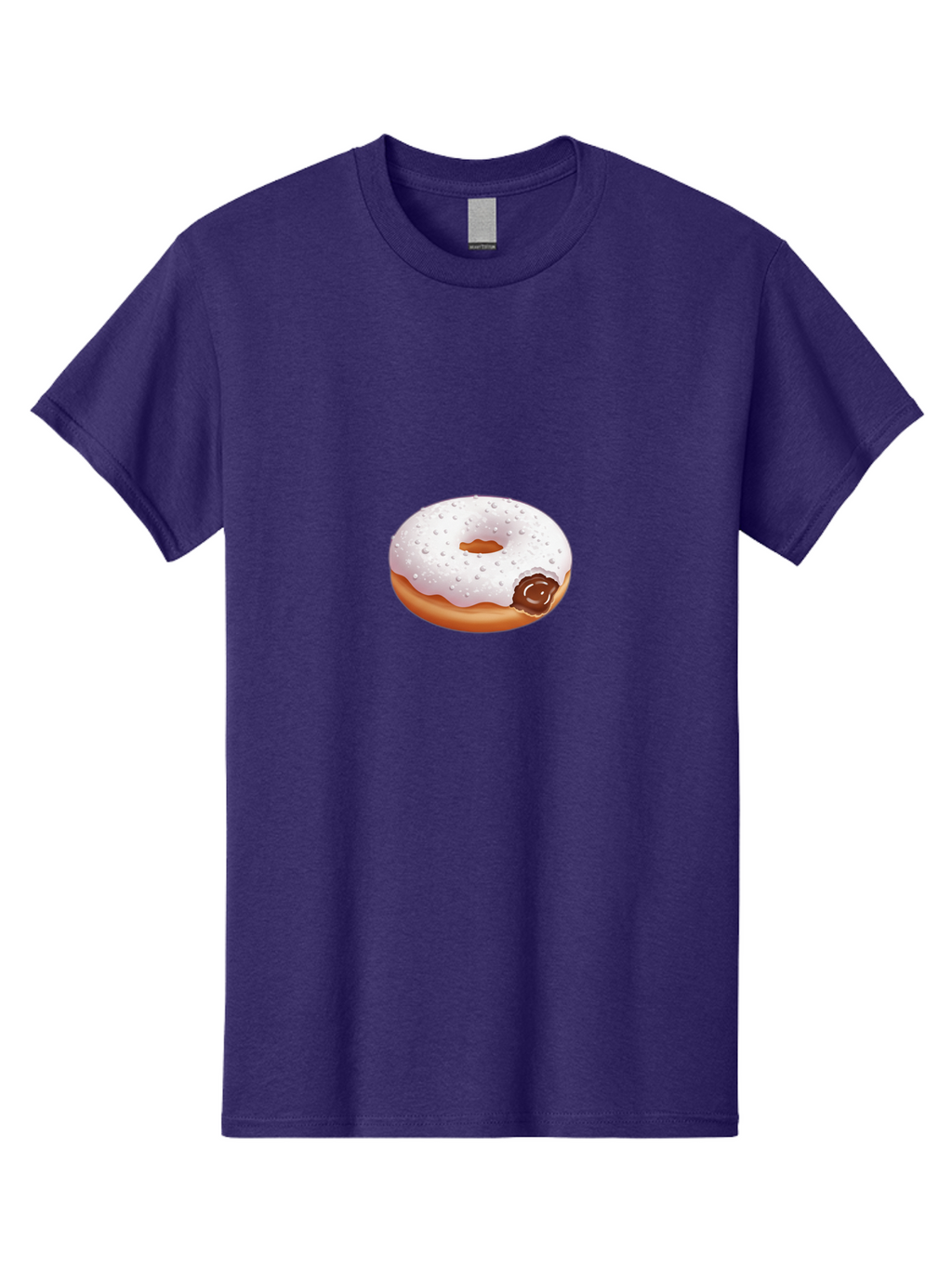Donut-With-White-Icing Men'S Graphic Tee, 100% Cotton, Comfortable Casual Summer Wear, Machine Washable, White Iced Donut, Chocolate Filling, Sweet Treats, Baked Goods, Dessert, Tasty Pastries, Donut With Icing Baa516