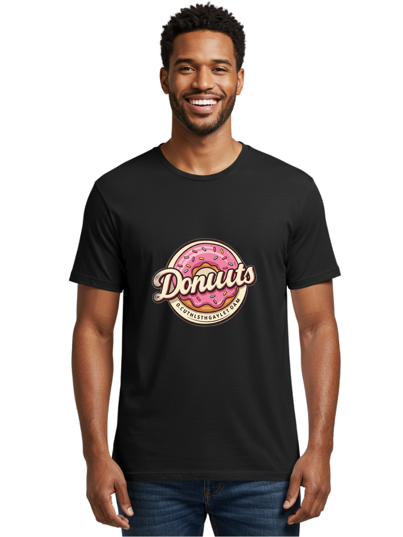 Donuts-2 Men'S Graphic Tee, 100% Cotton, Comfortable Casual Summer Wear, Machine Washable, Pink Frosted Donut, Sprinkles, Sweet Treats, Dessert, Baked Goods, Tasty Pastry, Colorful, Donuts, Whimsical Design, Playful Typography, Fun Food Baa520