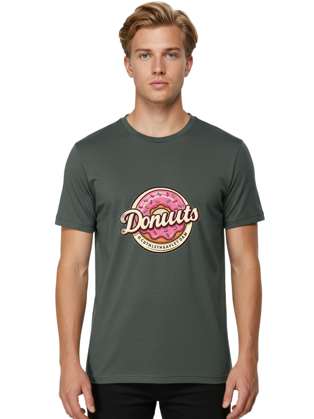 Donuts-2 Men'S Graphic Tee, 100% Cotton, Comfortable Casual Summer Wear, Machine Washable, Pink Frosted Donut, Sprinkles, Sweet Treats, Dessert, Baked Goods, Tasty Pastry, Colorful, Donuts, Whimsical Design, Playful Typography, Fun Food Baa520